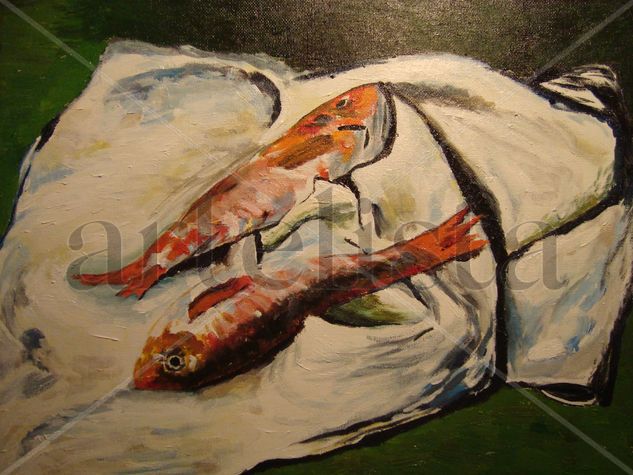 Salmonetes rojos Copia de Monet Acrylic Canvas Still Life Paintings