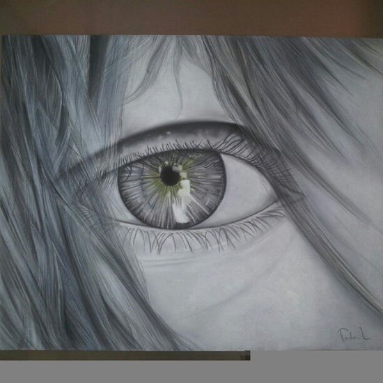 Green eye Pastel Papel Retrato