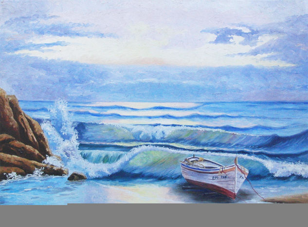 barca abandonada Oil Canvas Marine Painting