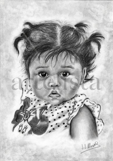 La niña de las coletas. Charcoal