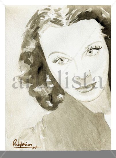 Vivien Leigh Acuarela Papel Retrato