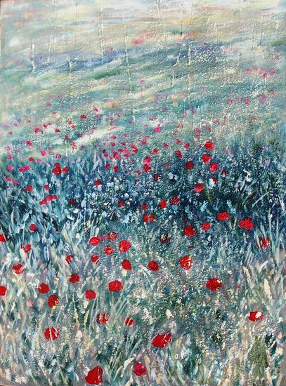 amapolas campeando Mixed media Panel Landscaping