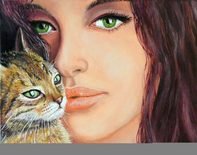 Ojos de Gata Óleo Lienzo Retrato