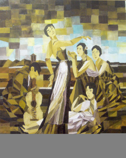 CANTE Y BAILE Oil Canvas Figure Painting