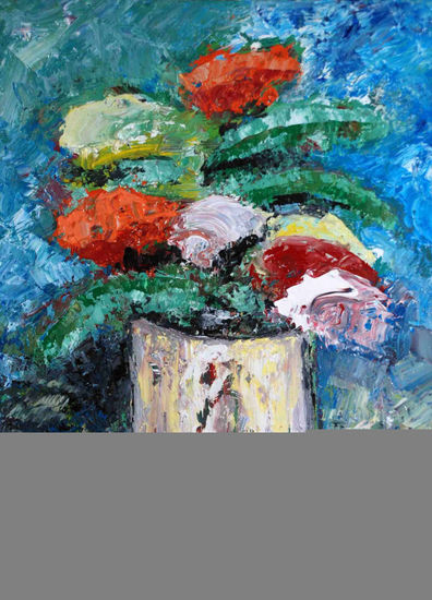 Flores A Oil Panel Floral Painting