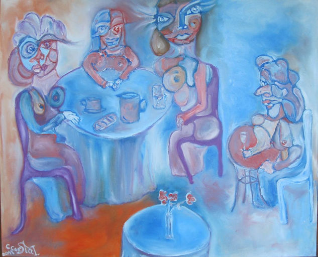 La hora del té Oil Canvas Others