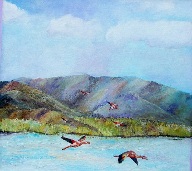 Flamencos Oil Canvas Landscaping