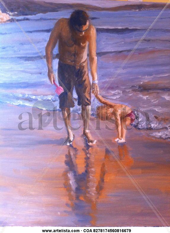 Padre con hija en la playa