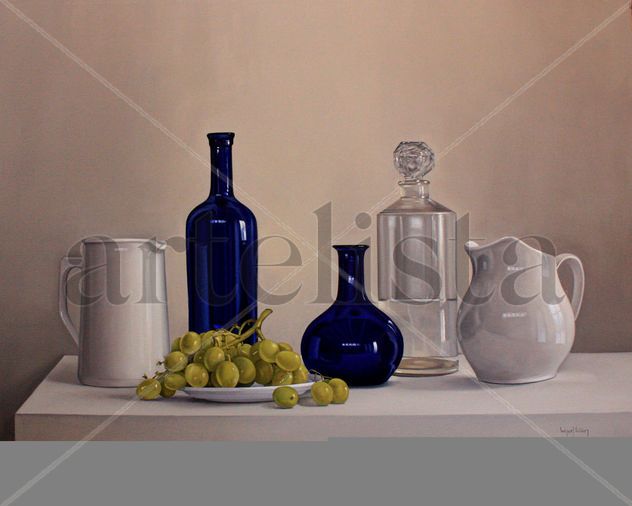 Uvas,jarras y botellas