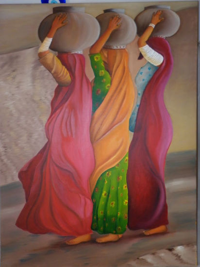 Mujeres Oil Textile Figure Painting