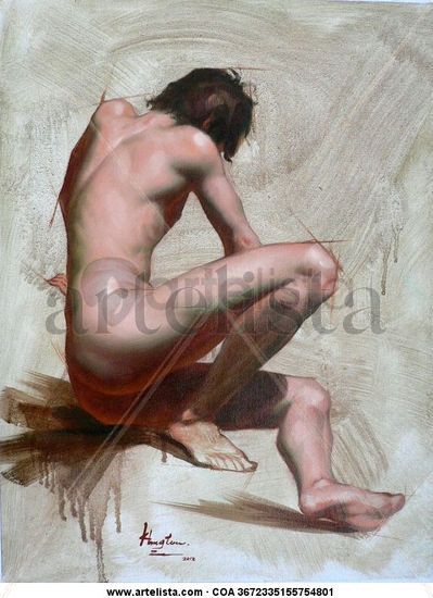 OIL PAINTING  YOUNG MAN Oil Canvas Nude Paintings