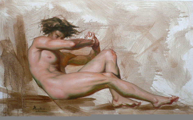 OIL PAINTING  ANGEL OF MALE NUDE Oil Canvas Nude Paintings