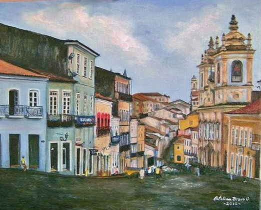 Pelourinho Oil Canvas Landscaping