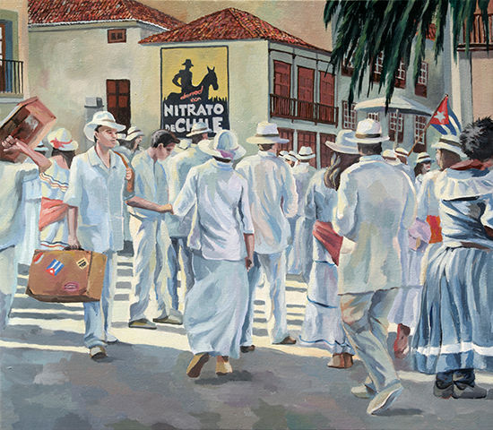 Indianos en Plaza de La Constitución Oil Card Figure Painting