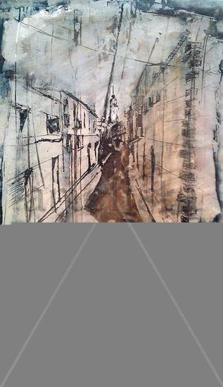 callejon de Sant Cugat Mixed media Panel Landscaping