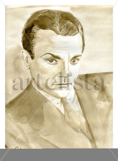 James Cagney Acuarela Papel Retrato