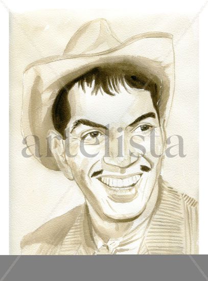 Cantinflas Watercolour Paper Portrait