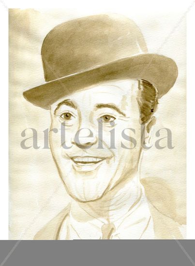 Jack Lemmon Acuarela Papel Retrato