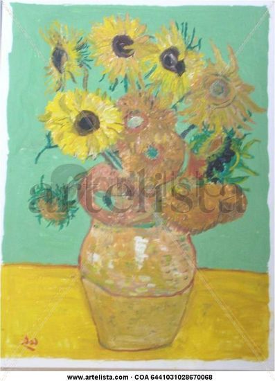 los girasoles Oil Card Floral Painting