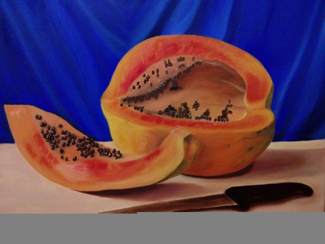 Corazon de papaya Óleo Lienzo Bodegones