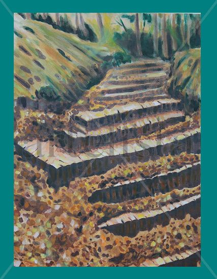 ESCALERA OTOÑAL Acrylic Canvas Landscaping