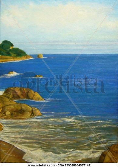 Marina. Costa Brava. Oil Canvas Marine Painting