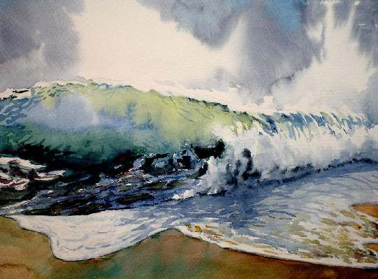 Onada gran Watercolour Paper Marine Painting