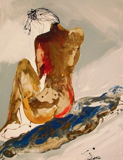 Pasional Vendida Mixed media Textile Nude Paintings