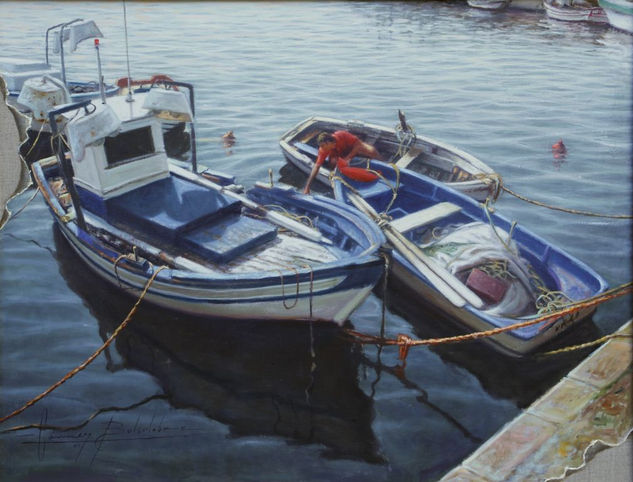 Barcas de remo Oil Canvas Marine Painting