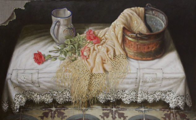 Matón y rosas Oil Canvas Still Life Paintings