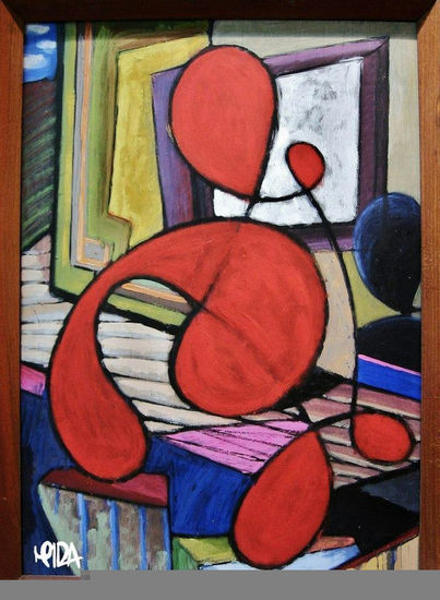 Modelo Rojo Acrylic Panel Figure Painting