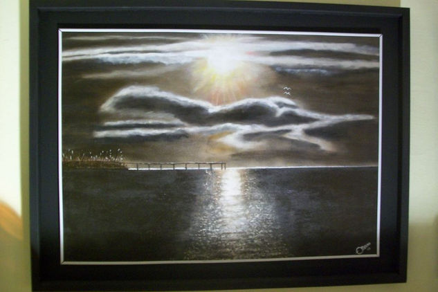 Luna llena sobre el mar Oil Canvas Marine Painting