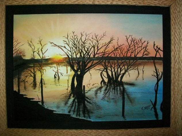 Amanecer en laguna Oil Canvas Landscaping