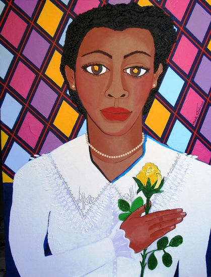 YELLOW ROSE, (portrait of Bernice Goins Reed) 2006 Acrílico Tela Retrato