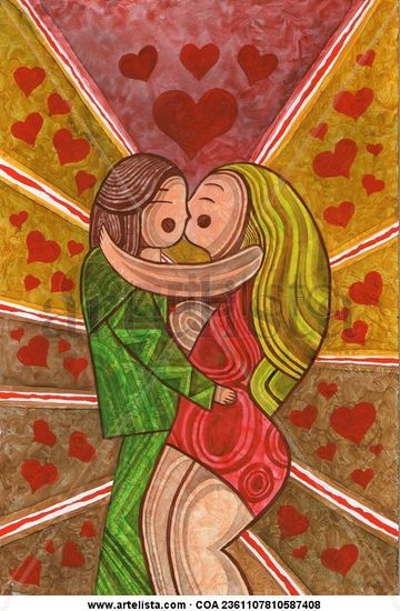 beso en buenos aires Acrylic Panel Figure Painting