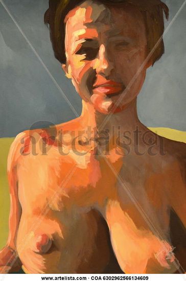 Desnudo en la playa Oil Card Figure Painting