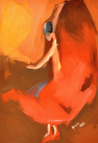 flamenco Oil Card Figure Painting