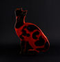 Gato de cerámica rojo/negro