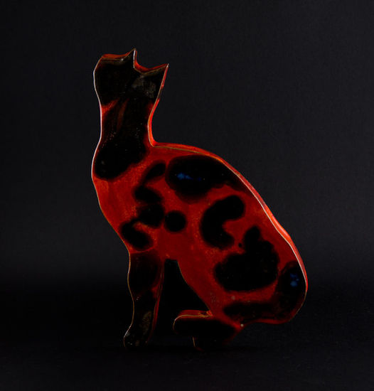 Gato de cerámica rojo/negro Pottery Figurative