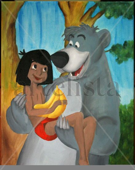 Mowgli y Baloo Oil Canvas Others