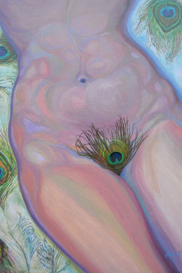 Plumas de pavo real Oil Canvas Nude Paintings