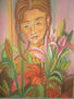 mujer con flores