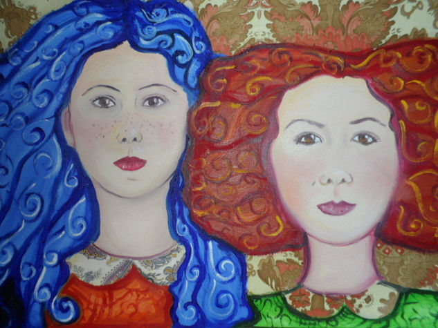 HERMANAS Oil Canvas Portrait