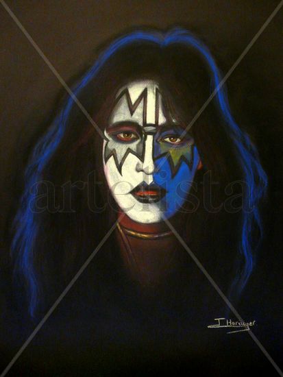 Retrato Ace Frehley - Kiss Pastel Papel Retrato