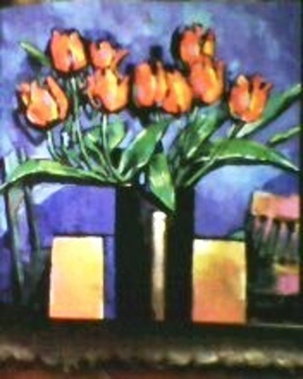 Vaso c/tulipas vermelhas