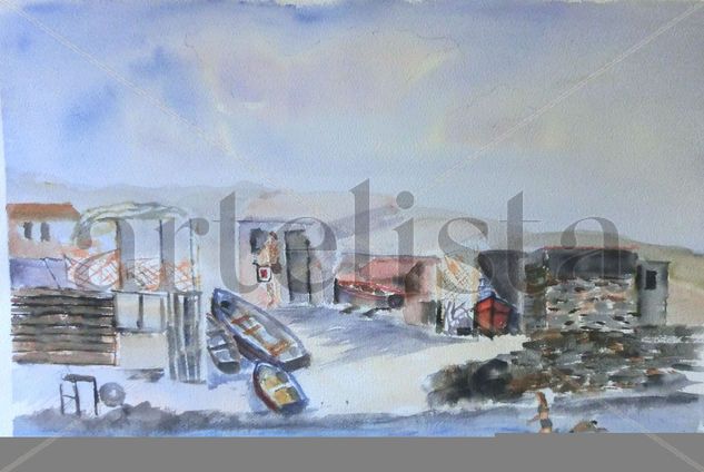 Refugio de pescadores Watercolour Paper Marine Painting