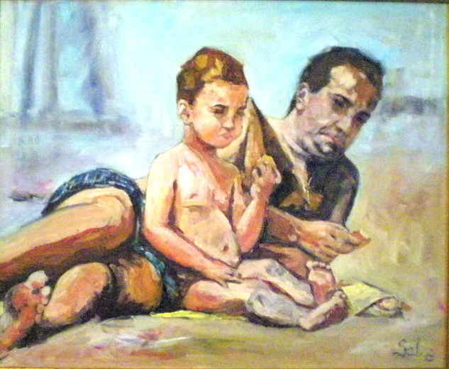 SANTIAGO Y JORGE Oil Canvas Figure Painting