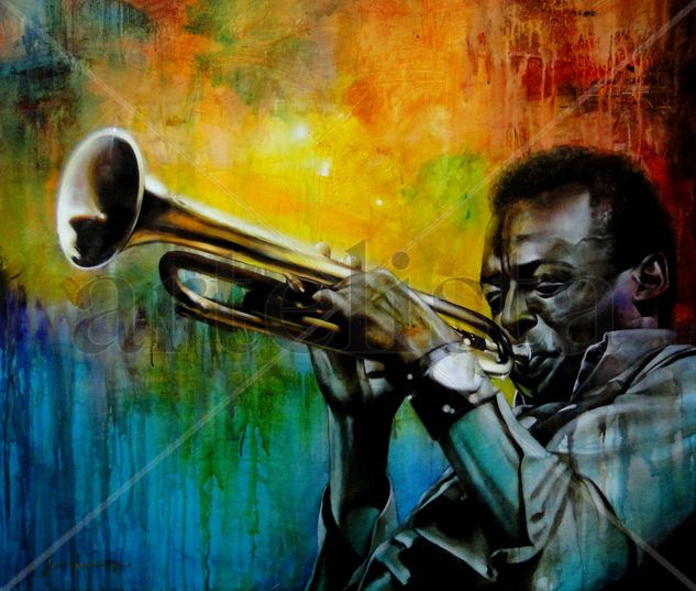 Miles Davis Media Mixta Lienzo Retrato