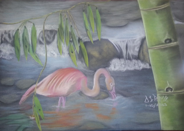 FLAMENCO PESCANDO Pastel Paper Landscaping