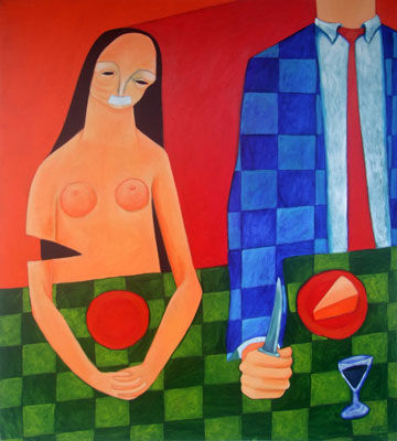 no se habla, serie la otra mejilla Acrylic Canvas Figure Painting